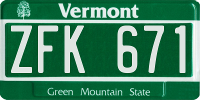 VT license plate ZFK671