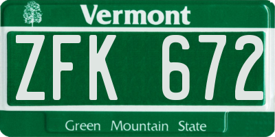 VT license plate ZFK672