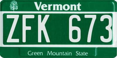 VT license plate ZFK673