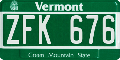 VT license plate ZFK676