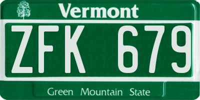 VT license plate ZFK679