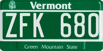 VT license plate ZFK680