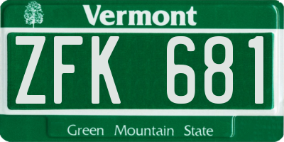 VT license plate ZFK681