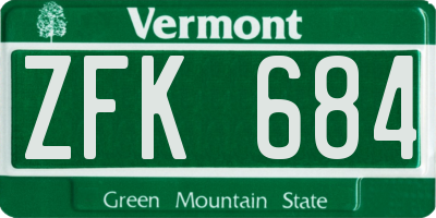 VT license plate ZFK684