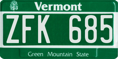 VT license plate ZFK685