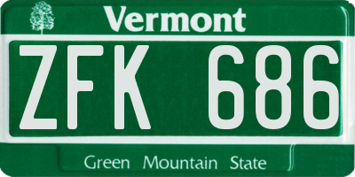 VT license plate ZFK686