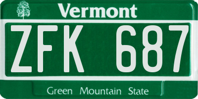 VT license plate ZFK687