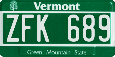 VT license plate ZFK689