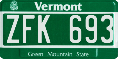 VT license plate ZFK693