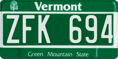 VT license plate ZFK694