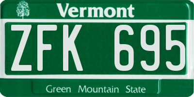 VT license plate ZFK695