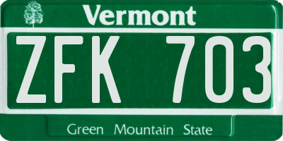 VT license plate ZFK703