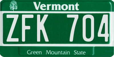 VT license plate ZFK704