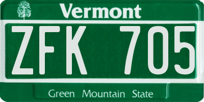 VT license plate ZFK705