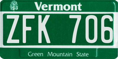 VT license plate ZFK706