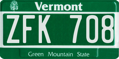 VT license plate ZFK708