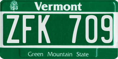 VT license plate ZFK709