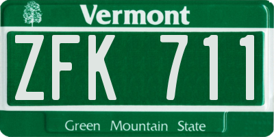 VT license plate ZFK711