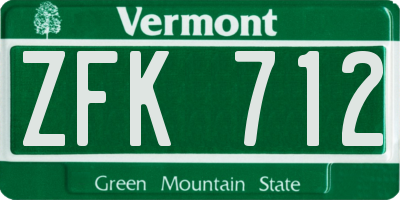 VT license plate ZFK712