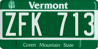 VT license plate ZFK713
