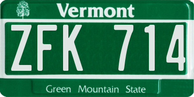 VT license plate ZFK714