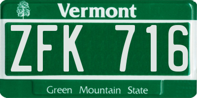 VT license plate ZFK716