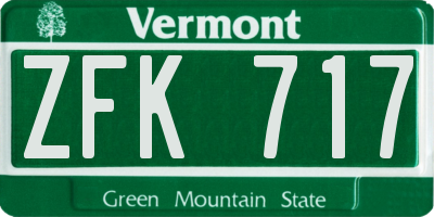 VT license plate ZFK717