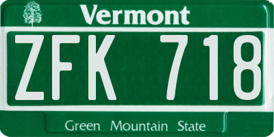 VT license plate ZFK718