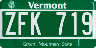 VT license plate ZFK719
