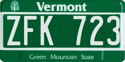 VT license plate ZFK723