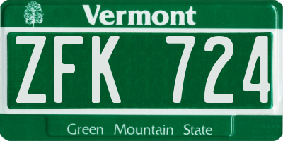 VT license plate ZFK724