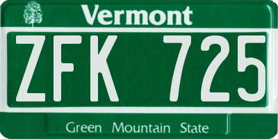 VT license plate ZFK725