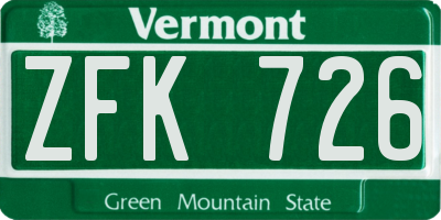 VT license plate ZFK726