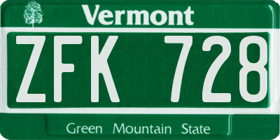 VT license plate ZFK728