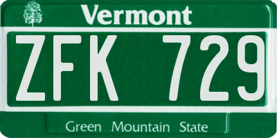 VT license plate ZFK729