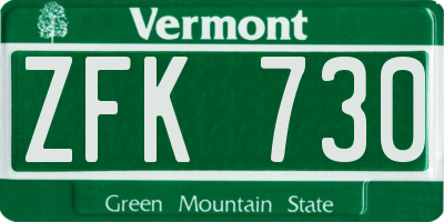 VT license plate ZFK730