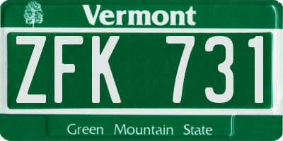 VT license plate ZFK731