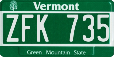 VT license plate ZFK735