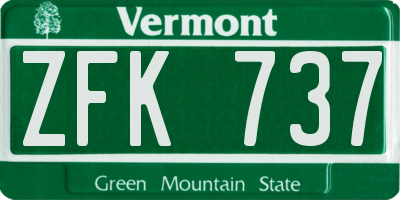 VT license plate ZFK737