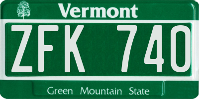 VT license plate ZFK740