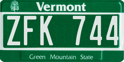 VT license plate ZFK744