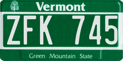 VT license plate ZFK745