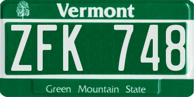 VT license plate ZFK748