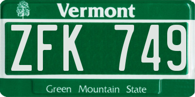 VT license plate ZFK749