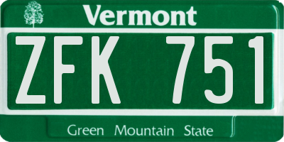 VT license plate ZFK751