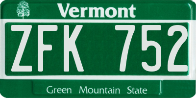 VT license plate ZFK752