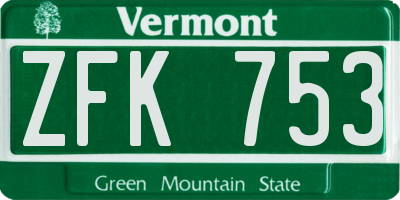 VT license plate ZFK753