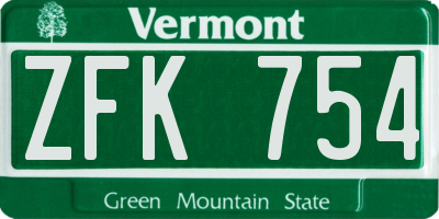 VT license plate ZFK754