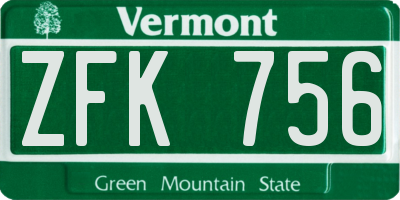 VT license plate ZFK756