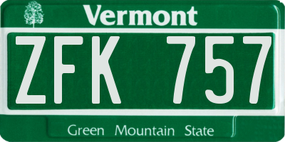 VT license plate ZFK757